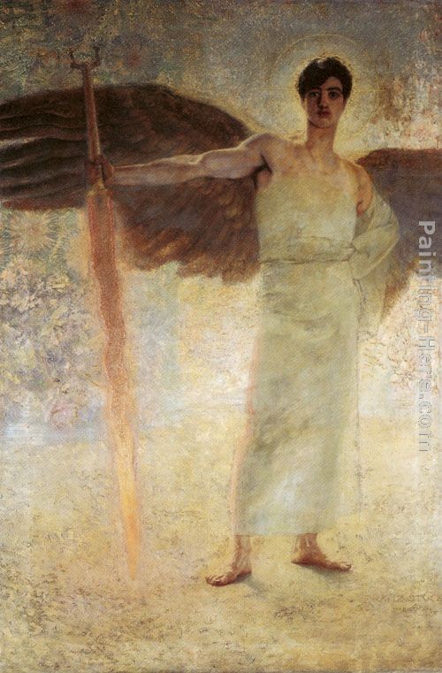 Franz von Stuck Angel with the Flaming Sword